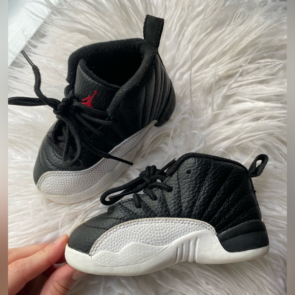 🖤🤍 Toddler Air Jordan 12 Retro Playoff 2022 Black + White